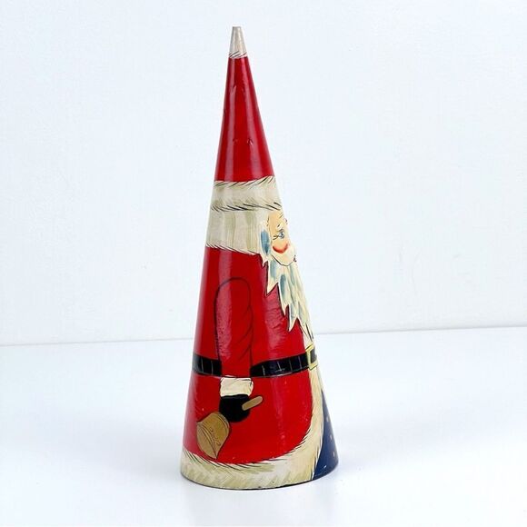 Nesting Santa Claus Christmas Wooden Doll Cone Shape Only One - Picture 4 of 9